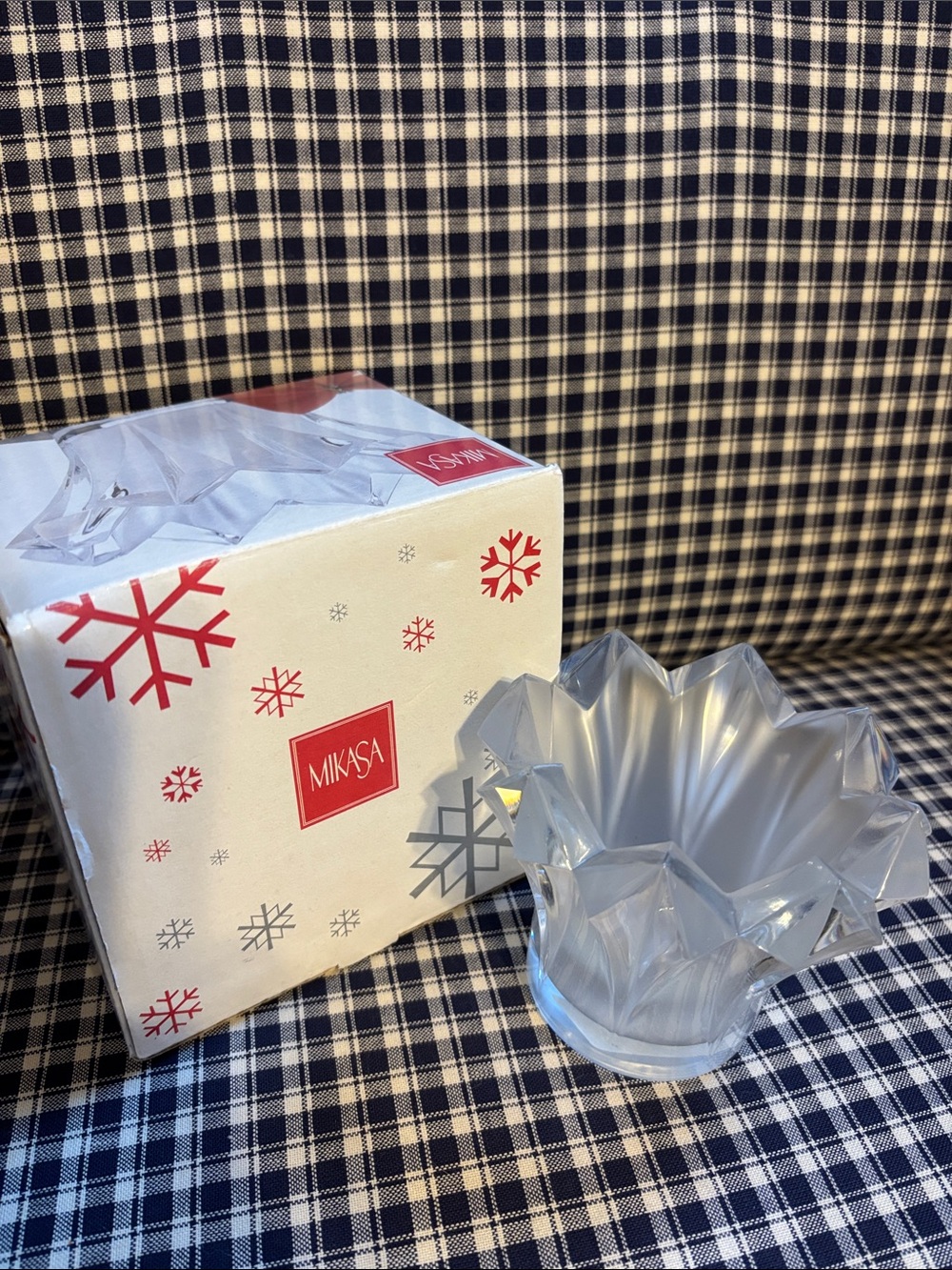 Mikasa skyline Frosted Starburst Glass Tea Light Holder - Clear Frost